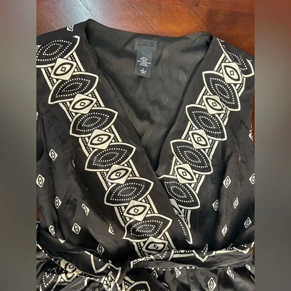 Anna Sui Black and White Geometric Mini Dress - Picture 3 of 8